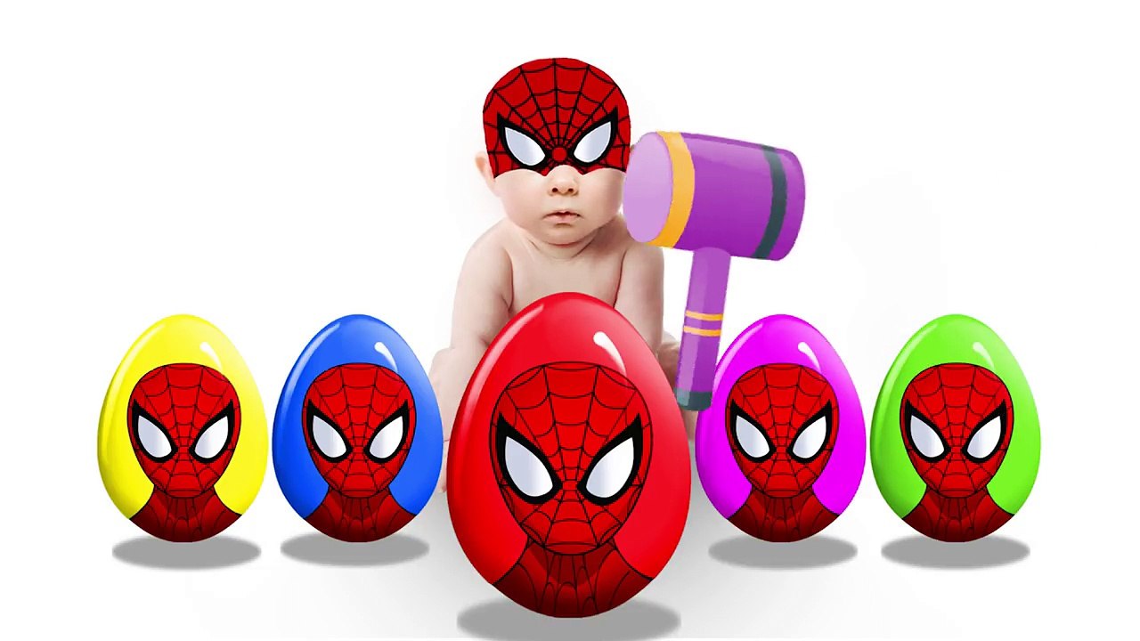 Baby eating an egg with a SPIDERMAN Baby turns into a Baby SPIDERMAN Finger Family Learn Colors