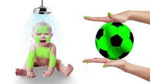 Learn Colors with Bad Baby Tantrums Crying Baby Soccer Balls Finger Family Spiderman Spongebob Hulk