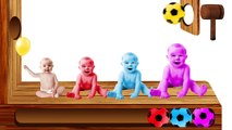 Learn Colors with WOODEN FACE HAMMER XYLOPHONE Sad Baby Popping Balloons Surprise