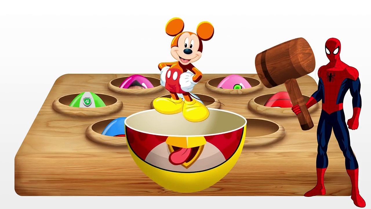 Learn Colors! Surprise Eggs! Spongebob! Spiderman! Masha and the Bear! Paw Patrol! McQueen
