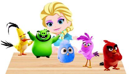 BABY FROZEN ELSA CRY with SPONGE BOB and ANGRY BIRDS! FINGER FAMILY! Video for kids!