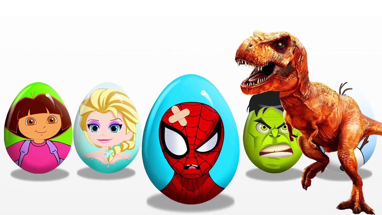 SURPRISE EGGS! LEARN COLORS! Doc McStuffins! Hulk! Spiderman! Disney Princess! Moana! Elsa! Dinosaur