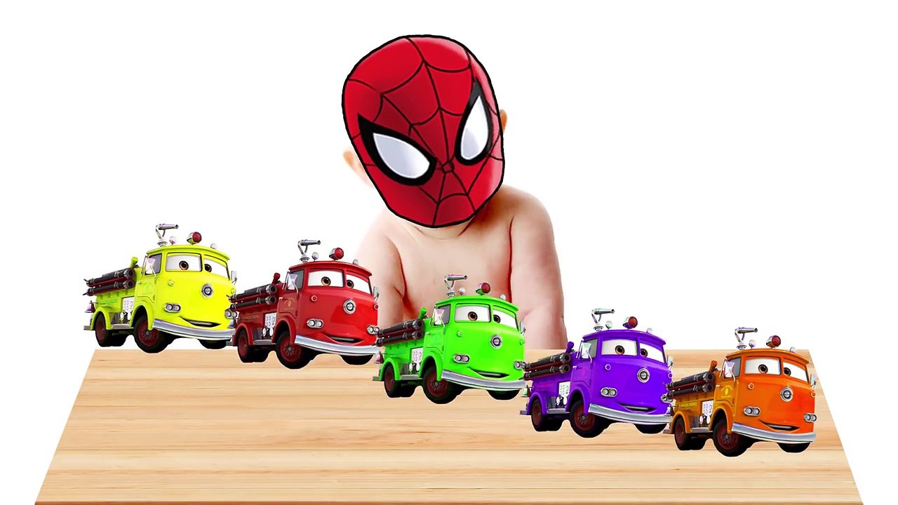 BABY SPIDERMAN CRY with FIRETRUCK and IRONMAN! FINGER FAMILY! Learn Colors!