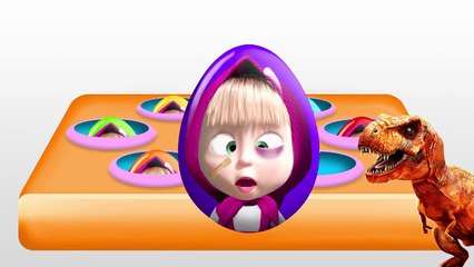 BABY MASHA and the BEAR!!! Dinosaur! COLORED MASHA! LEARN COLORS! Surprise Eggs!