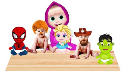 BABY MASHA CRY with Baby Spiderman! Baby! Baby HULK! FINGER FAMILY! Masha and the bear!