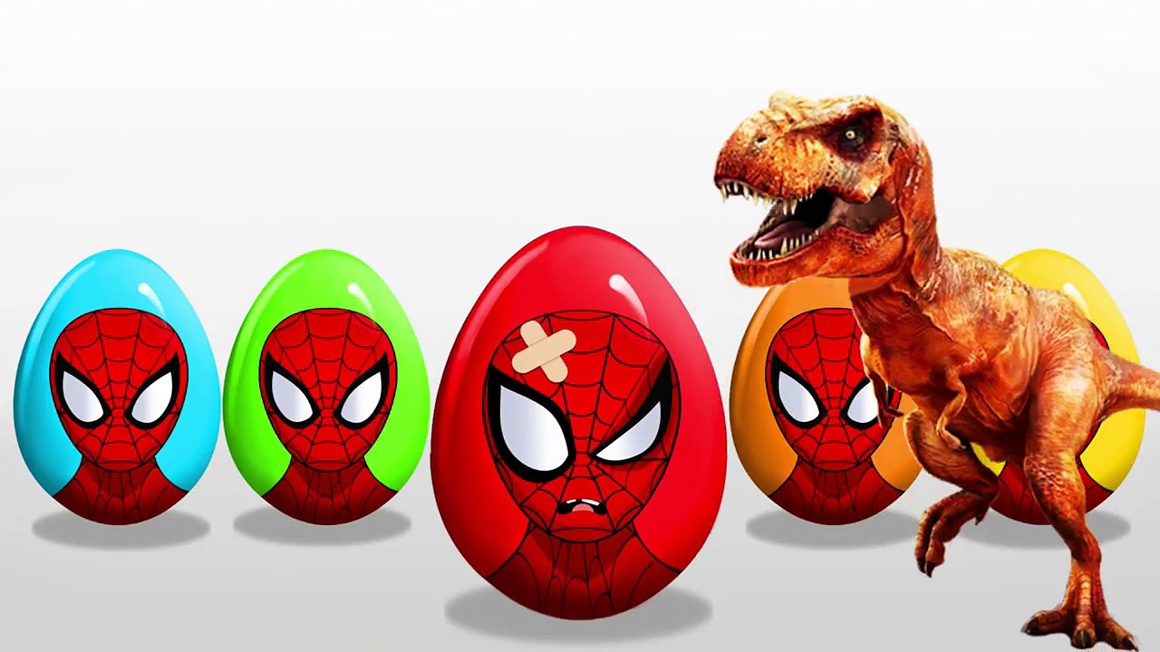 DINOSAUR EAT SPIDERMAN!! Baby Spiderman! LEARN COLORS! Surprise Eggs! Video for kids!
