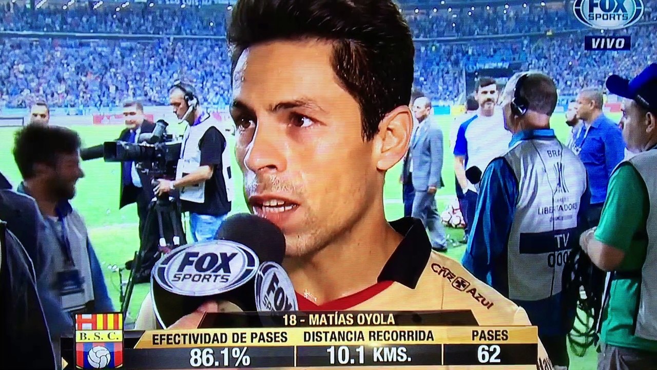 Matías Oyola luego del partido ante Gremio