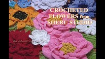 Crochet Ruche Petal Flower Made On Plate Tutorial 16 Part 1 of 2 tığ işi Mor çiçek yapımı