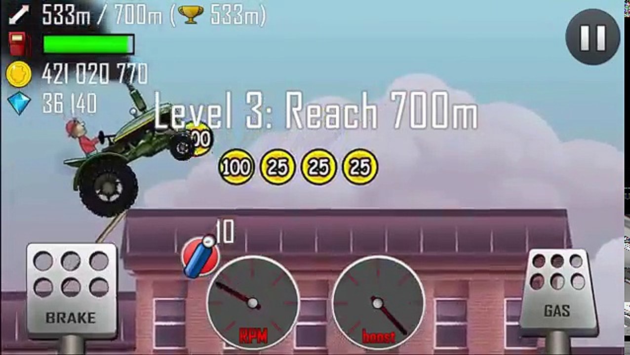 Hill Climb Racing: Tror + BOOSTERS Rooftops 4038m GamePlay