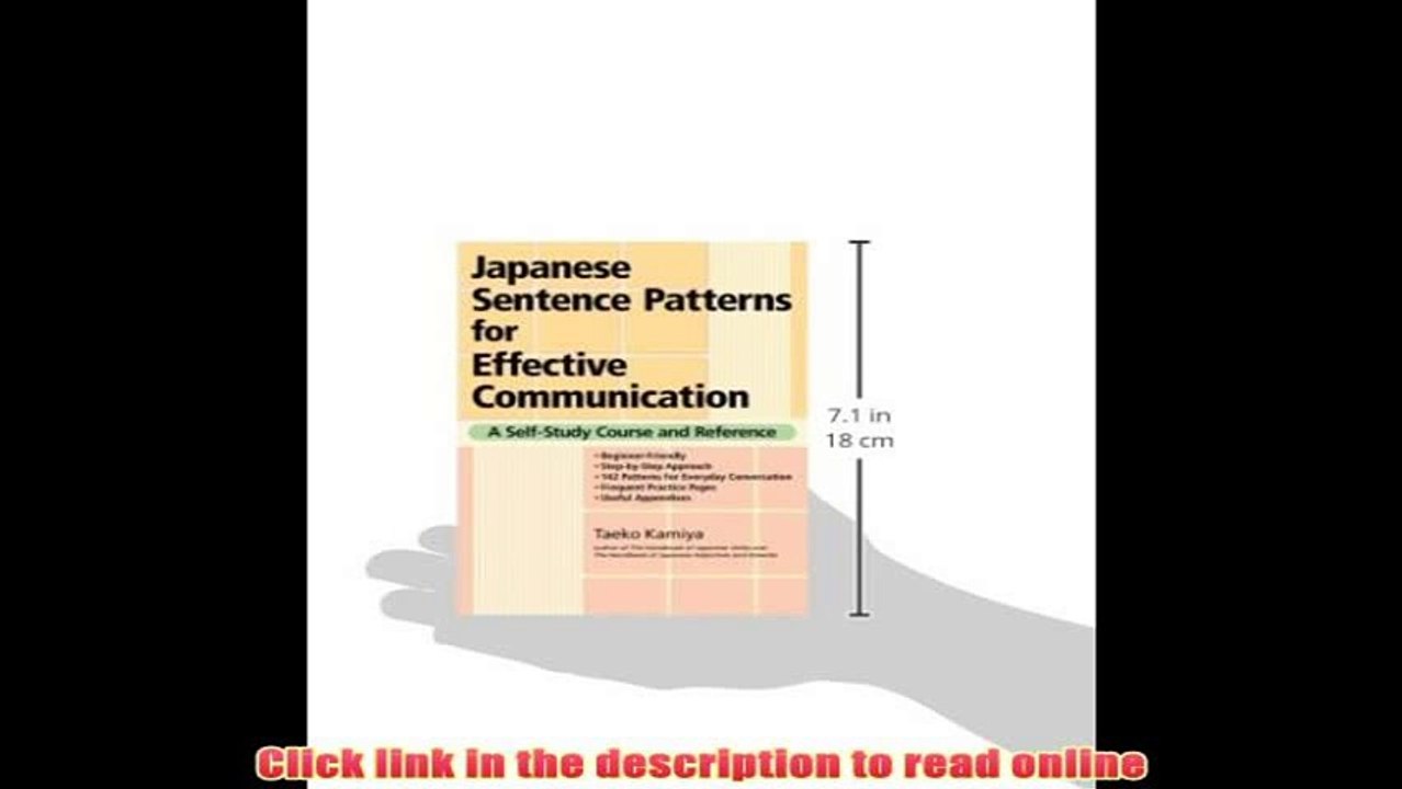 Read Japanese Sentence Patterns for Effective Communication: A Self-Study Course and Reference PDF Full