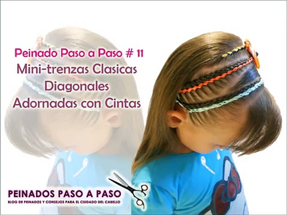 Peinados fáciles para Niña | Mini-trenzas Clásicas Diagonales