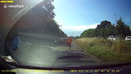 Undertaking UK driver rolls Mini Cooper