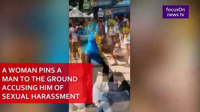 Kendisini taciz eden sapığı, cadde ortasında göğüsleri ile dövdü!