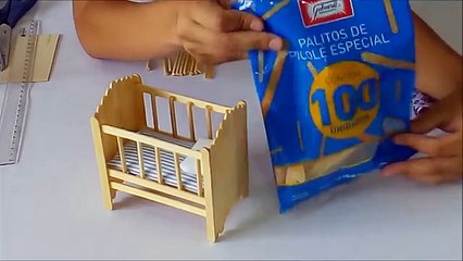 Como fazer bercinho com palito de picolé