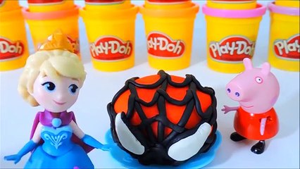 ❤ PEPPA PIG ❤ Frozen Elsa Fazendo Bolo de Aniversário para o Homem Aranha com Massinha Play-Doh