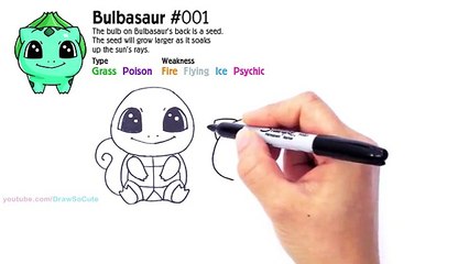 How to Draw Squirtle, Bulbasaur and Charmander step by step Cute -Pokemon Go Starter