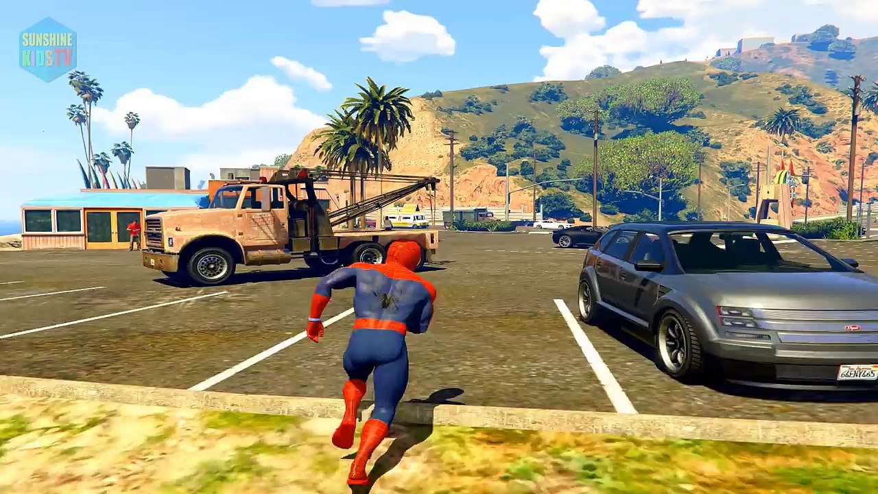 Spiderman and police car for Kids Funny Cartoon Spiderman Nursery rhymes Song with Action