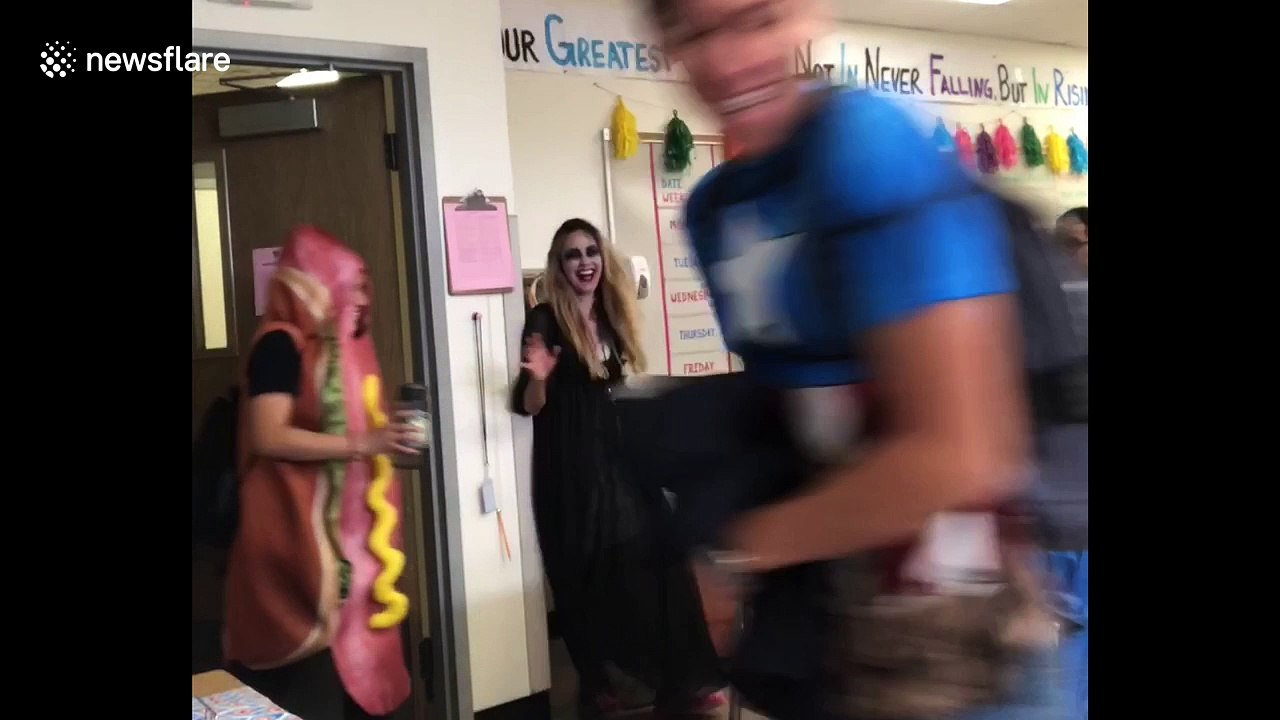 Arizona high-school teacher pranks students on Halloween
