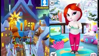 Subway Surfers Winter Holiday Vs My Talking Angela- Gameplay make for kid #79