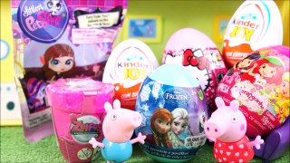 Peppa Pig Surprise Eggs Kinder Joy Frozen Zelfos Pig George e Peppa Abrindo Ovos Surpresas