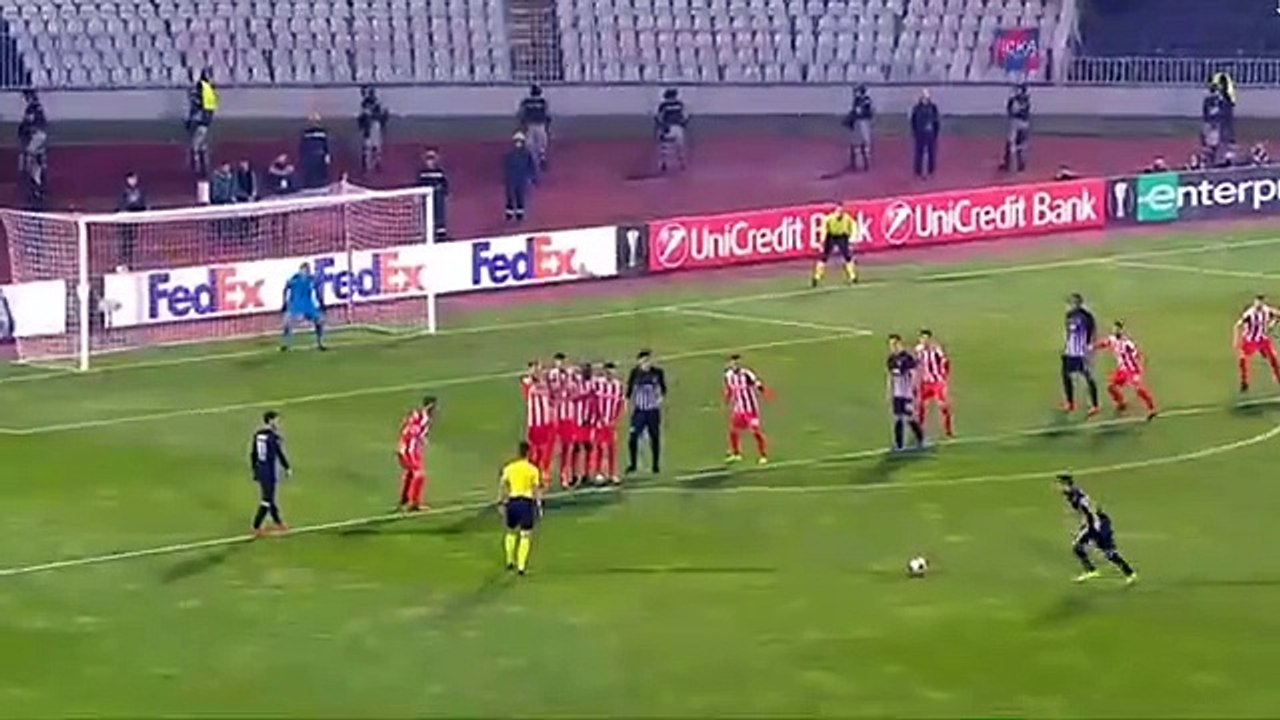 Partizan Beograd vs Skenderbeu -- 39' Zoran Tosic Amazing Free Kick Goal 1 -0 HD (02-11-2017)