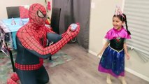 Spiderman & Frozen Anna - Spidermans Birthday Party in Real Life - Fun Superhero Movie