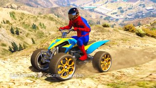 QUAD BIKE with Spiderman in Cartoon Cars for Kids and Nursery Rhymes Songs for Children
