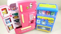 DIY Hello Kitty Refrigerator Vending Machine Toys Learn Colors Slime Clay Combine