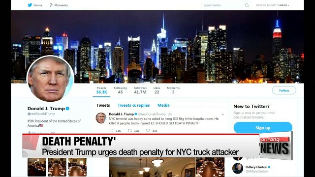 Trump urges death penalty for NYC truck attacker