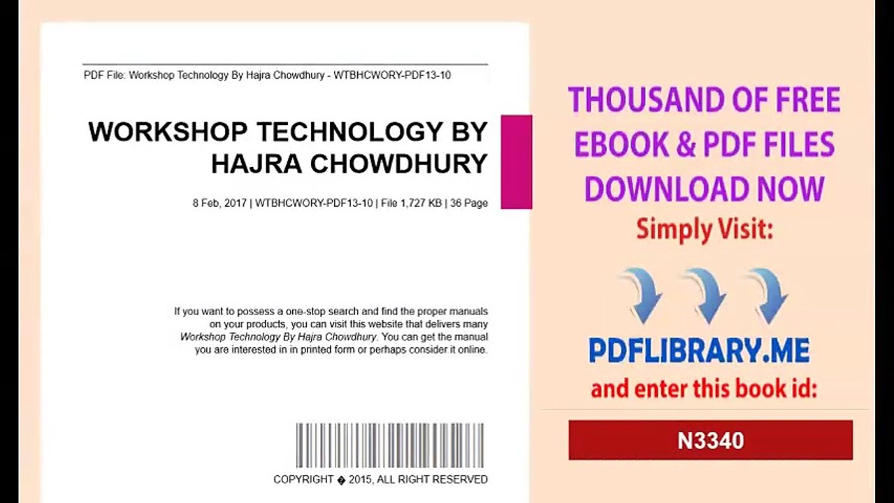 Workshop Technology By Hajra Chowdhury