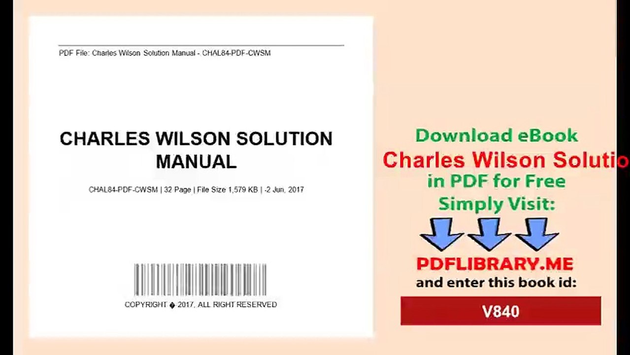 Charles Wilson Solution Manual