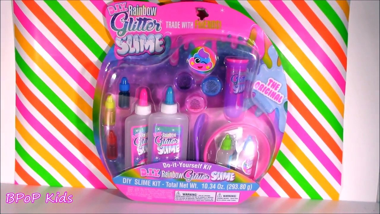 DIY Rainbow Glitter SLIME Kit! Super BRIGHT 5 Color Rainbow SLIME! No Borax! FUN