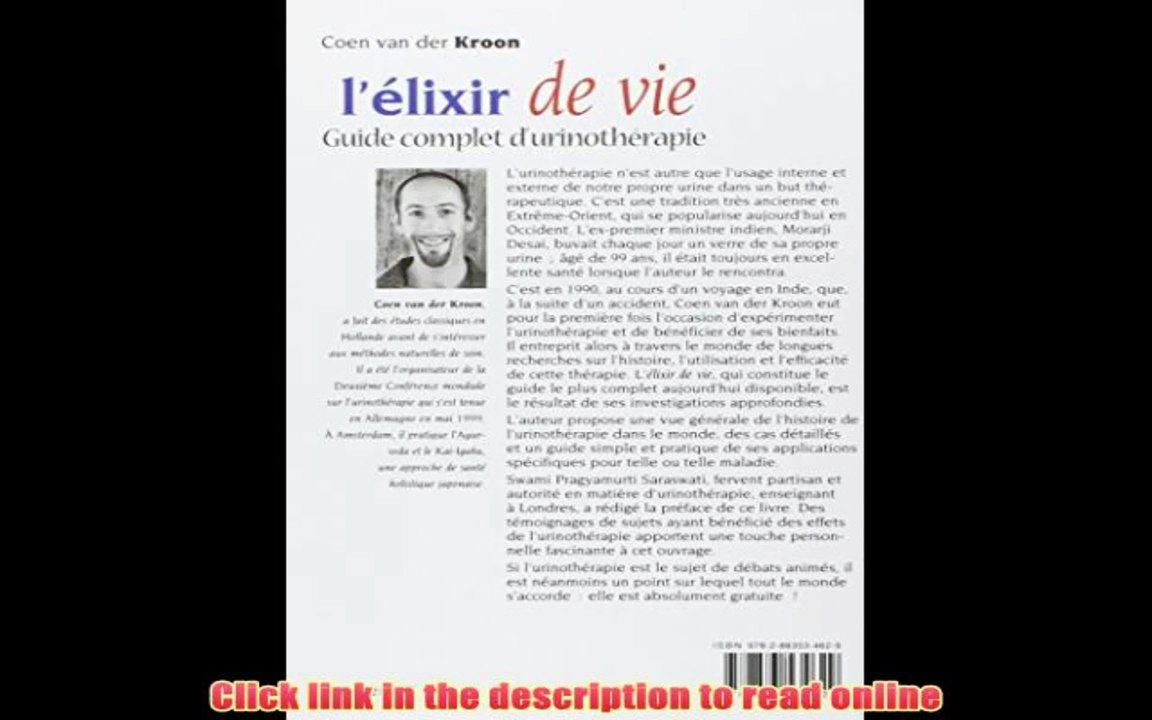 [PDF] L'élixir de vie : Guide complet de l'urinothérapie PDF Full Book