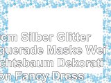 30cm Silber Glitter Masquerade Maske  Weihnachtsbaum Dekoration  Fancy Dress