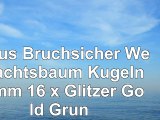 Luxus Bruchsicher Weihnachtsbaum Kugeln 60mm 16 x Glitzer Gold  Grün