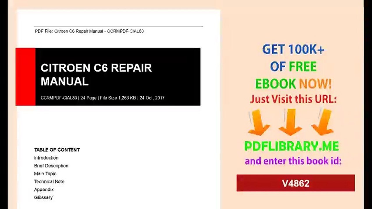 Citroen C6 Repair Manual