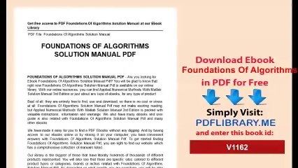 Foundations Of Algorithms Solution Manual