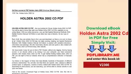 Holden Astra 2002 Cd