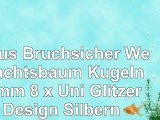 Luxus Bruchsicher Weihnachtsbaum Kugeln 60mm 8 x Uni  Glitzer Design  Silbern