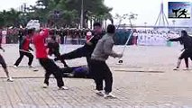 Beautiful police officer performing martial arts APEC 2017