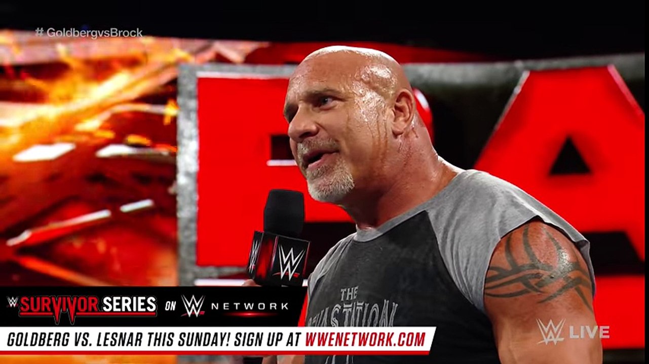 Goldberg and Brock Lesnar meet face-to-face before Survivor Series- Raw, Nov. 14, 2016