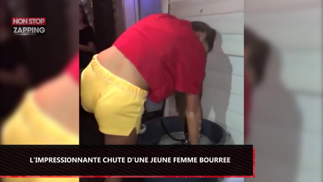 Une jeune femme trop bourrée fait une impressionnante chute (Vidéo)