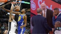 Kevin Durant POSTERIZED by Danny Green, Coach Pop EJECTED! - Spurs vs Warriors