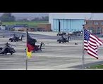 German Air Force CH-53 Helicopter Takes Off From Katterbach Army Airfield, Ansbach Germany