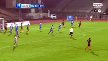 Ouverture du score de NIAKATE. Il récupère une balle repoussée par LIGALI et ajuste dans le but vide. 1-0 pour Boulogne.