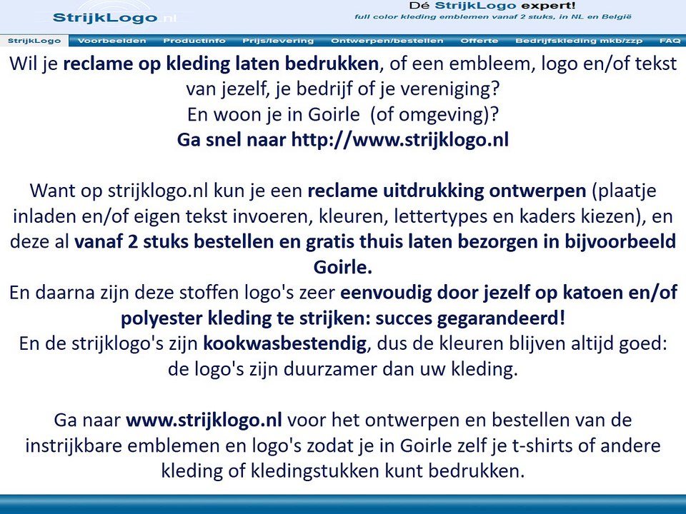 Reclame kleding bedrukken Goirle