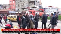 Zonguldak'ta İntihar Etmek İçin Çatıya Çıkan Genci Polis İkna Etti