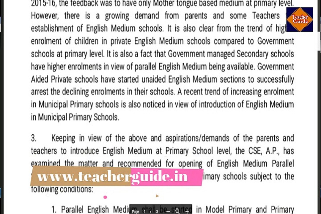 AP G.O 78 Opening of English Medium Parallel Sections in Model Primary Schools from Academic Year 20