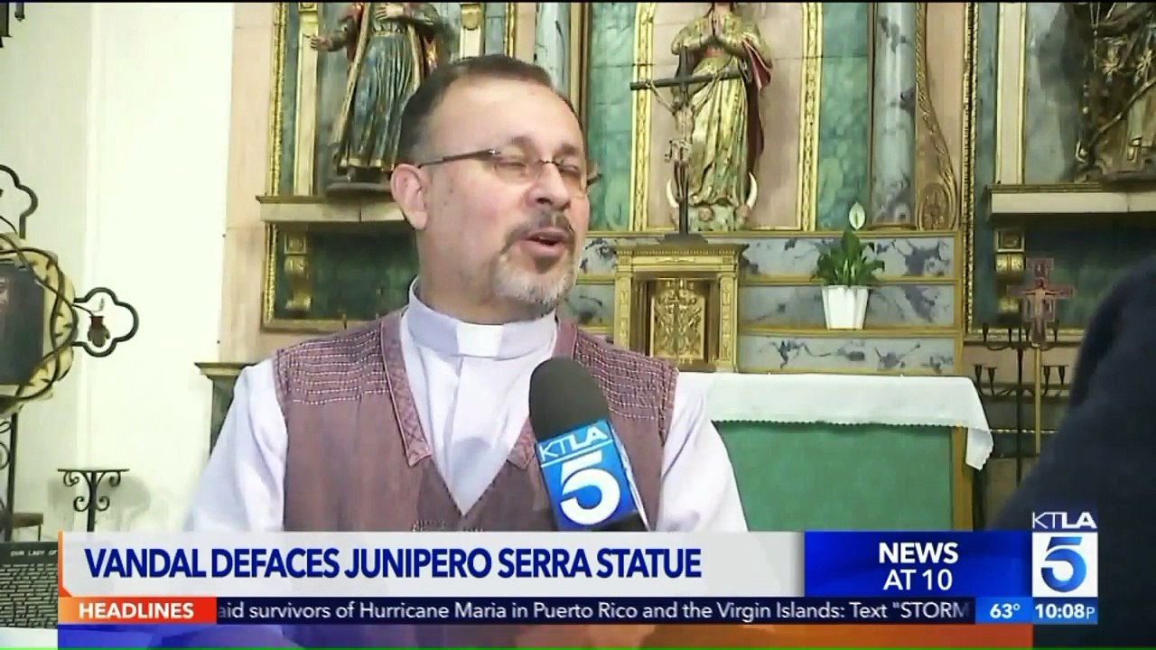 Surveillance Footage Shows Vandal Attempting to Saw Off Head of Junipero Serra Statue at California Mission