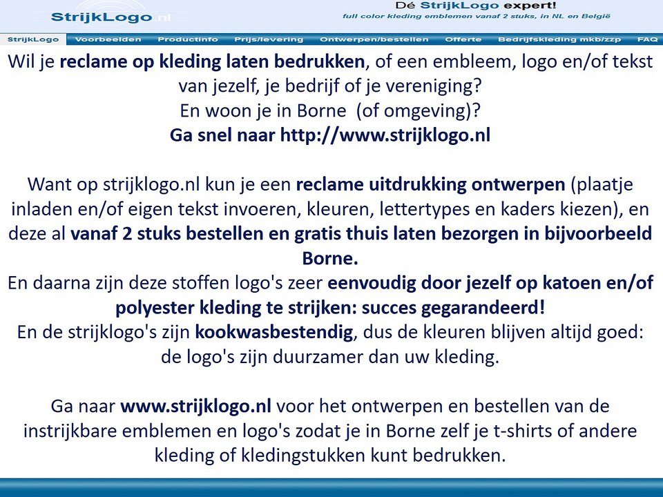 Reclame kleding bedrukken Borne